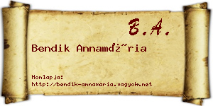 Bendik Annamária névjegykártya